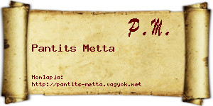 Pantits Metta névjegykártya